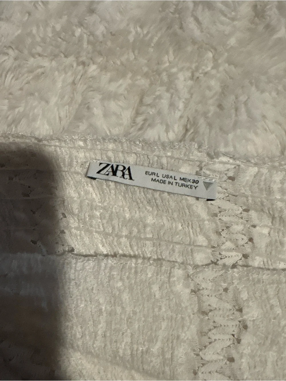 Zara Cream Smocked Square-Neck Top with Puff Sleeves